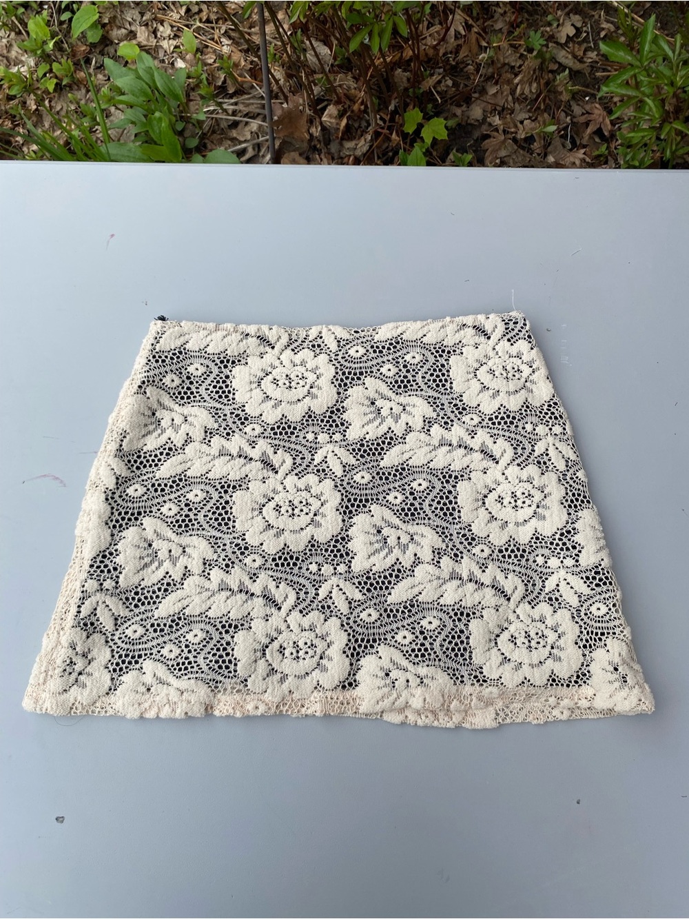 Judith March Ivory Lace Floral Mini Skirt